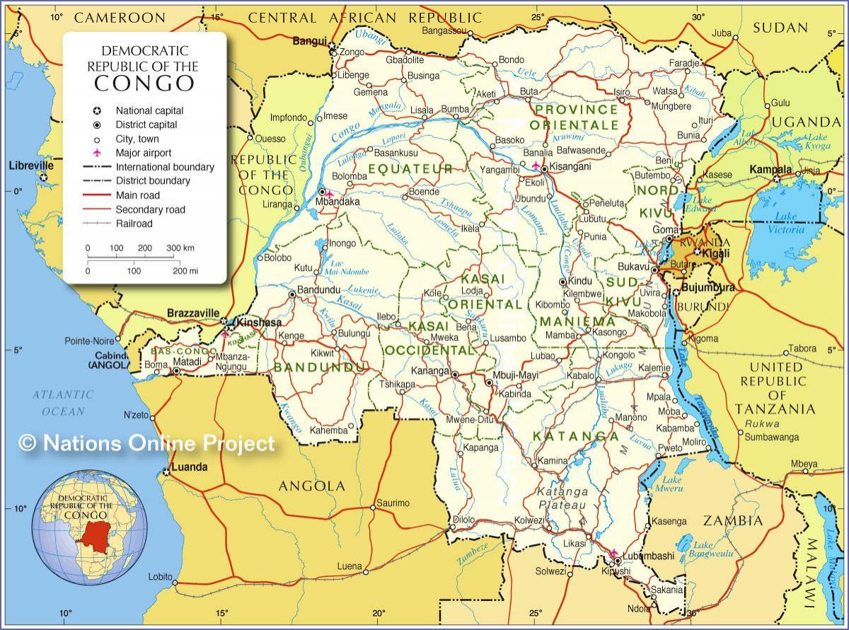 mapa demokratické republiky kongo
