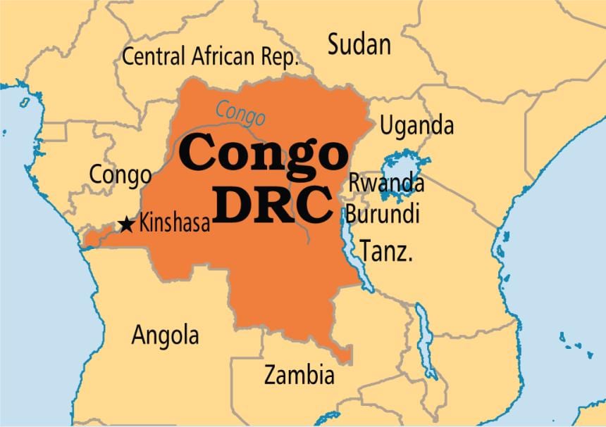 mapa demokratické republiky kongo