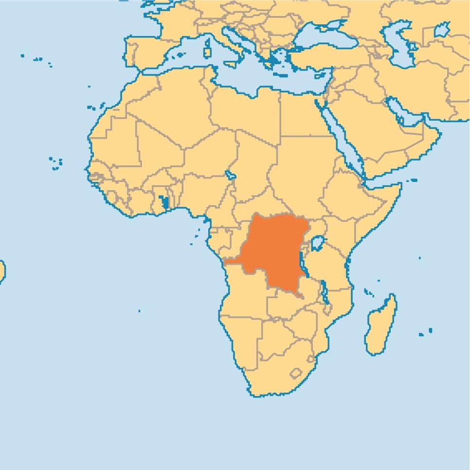 Mapa zaire na světě